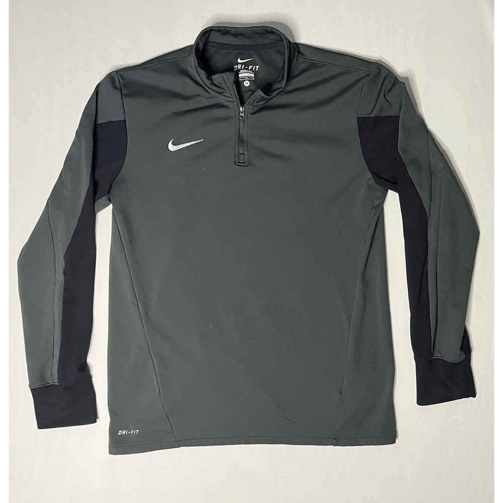 Nike Dri Fit Squad Mid Layer Soccer Pullover Men's SZ Medium Gray 1/4 Zip 544809